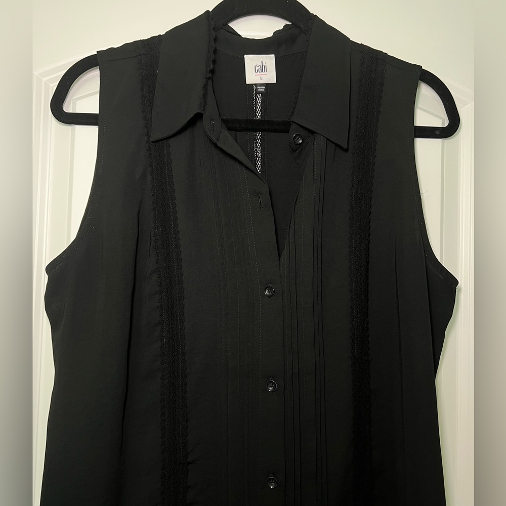 CAbi Black Button Up Jagger Blouse #3266